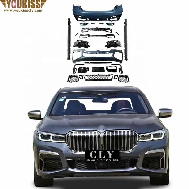 อุปกรณ์เสริมสำหรับกันชนรถยนต์,สำหรับ BMW 7 Series G11 G12ชุดบอดี้คิทสไตล์ M ดัดแปลงพร้อมโคมไฟข้างกระโปรงตัวกระจายด้านหลังพร้อมปลาย