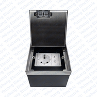 YEBOND ZDR-110B CE Enchufe de Suelo Empotrado Industrial Plateado Invisible de Acero Inoxidable CAT6 10A de 2 Tomas Horizontal