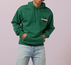 Оптовая продажа мужской одежды 100% хлопковый толстый флисовый пуловер с логотипом на заказ Модный пуловер с капюшоном для мужчин