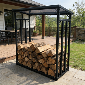 Porte-bûches résistant aux intempéries, grande capacité, acier robuste, structure stable, rangement pour <span class=keywords><strong>bois</strong></span>, foyer extérieur, patio, porte-bûches pour <span class=keywords><strong>bois</strong></span> <span class=keywords><strong>de</strong></span> <span class=keywords><strong>chauffage</strong></span> - Product Image 3