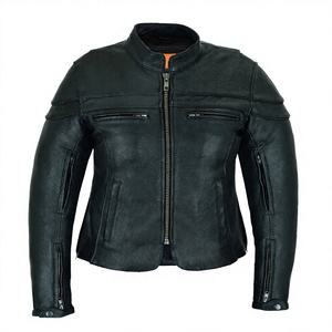 Chaqueta de Cuero Vacuno Unisex de Primera Calidad con Logotipo Frontal, Diseño Protector Ecológico para Motociclistas - Product Image 4