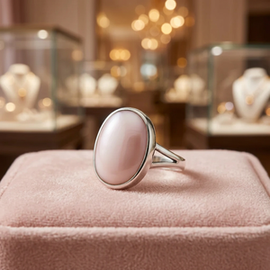 Bague Cocktail en Argent 925 avec Coquille Rose, Sertissage Bezel, Minimaliste, pour Femme, à Porter au Quotidien - Product Image 4