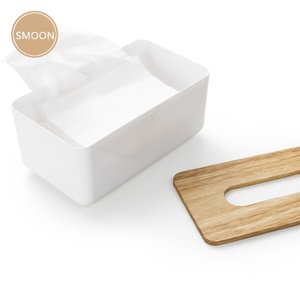 Caja de madera para pañuelos desechables, dispensador rectangular de madera para pañuelos faciales para almacenamiento en el baño - Product Image 5
