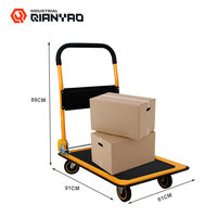 Carretilla Plegable Comercial con Gran Área de Carga, Carro de 4 Ruedas Giratorias, Carretilla de Mano Resistente para Logística