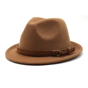 Bán buôn cổ điển cuộn lên sombrero người đàn ông Jazz Trilby cảm thấy cổ điển Trilby ngắn vành Fedora Hat Với vành đai thịt lợn Pie hat