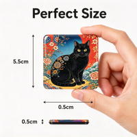 Aimant de réfrigérateur décoratif en gel noir antique en forme de chat