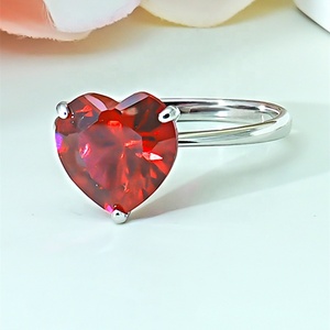 Đồ trang sức mỹ S925 Sterling Silver Pigeon máu <span class=keywords><strong>Ruby</strong></span> hình trái tim đá quý CZ engagement Ring - Product Image 4