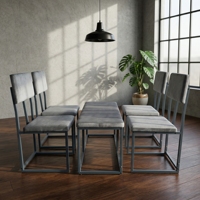 Ensemble de table à manger industrielle avec 4 chaises rembourrées en velours, structure en métal, meubles de cuisine et de salle à manger
