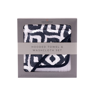 Ensemble de serviettes et de débarbouillettes à capuche en coton bleu marocain - Product Image 4