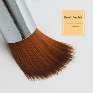 Pinceau à ongles plat à manche en bois, avec virole ondulée en nylon, pour débutants, pour la peinture florale, le liner et le gel, outil stylo de manucure professionnel - Product Image 5