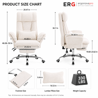 Chaise de bureau ergonomique inclinable en chenille avec repose-pieds, accoudoirs rabattables à 5 niveaux, dossier haut, pivotante, pour bureau à domicile, capacité 330 LBS