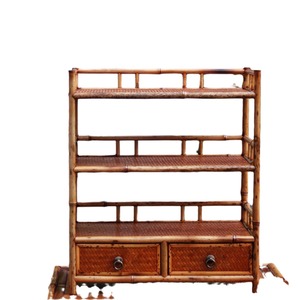 Bamboo Woven Three Layer Storage Shelf With Drawers For Living Room Neatening - Product Image 5