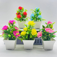 FL-393 Plante Artificielle Bonsaï Mini Rose Mousse Plante Vert Succulente en Pot Fleur Fête des Mères ou Saint Valentin Cadeau