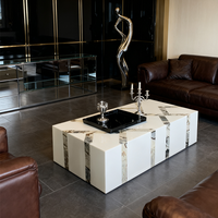 Table Basse Centrale Bloc de Base Rectangulaire à Piédestal en Marbre Blanc Sur Mesure, Design Moderne de Luxe Italien
