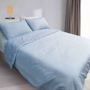 Nouvelle conception Longshow Dream Weaver Housse <span class=keywords><strong>de</strong></span> couette en coton lavé et polyester, écologique, douce, respirante, 3 pièces, texturée, unie - Product Image 1
