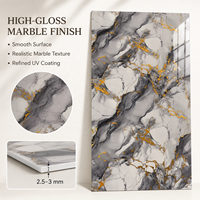 Panneau mural en PVC MORLENX gris, blanc et or, effet marbre craquelé UV, pour la décoration des halls d'hôtel et des murs décoratifs