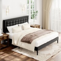 Cadre de lit rembourré au design simple, avec tête de lit pliable et plateforme silencieuse, idéal pour le marché immobilier (vente en gros)