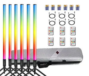 6 แพ็ค TL-130Plus 1.2 M 4ft แบบพกพาไร้สายชาร์จ RGB หลอดไฟ Led สําหรับ DJ งานแต่งงานขาตั้งไฟเวที