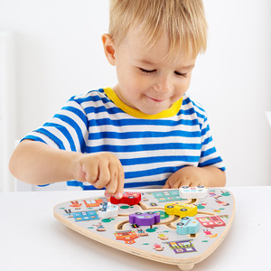 Juguete de Madera Personalizado de Fábrica, Rompecabezas de Laberinto Triangular, 4 Temas, Juego de Clasificación de Formas, Juego de Caminos, Juguete Educativo para el Desarrollo Cognitivo de los Niños - Product Image 4