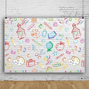 Fondo Fotográfico de Fieltro para Regreso a Clases, con Diseño de Manzana y Autobús Escolar, Decoración para Fiestas, Personalizable - Product Image 3