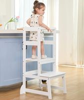 Tour d'apprentissage pliable en bambou convertible JQ Escabeau réglable pour cuisine Escabeau debout tour échelle chaise
