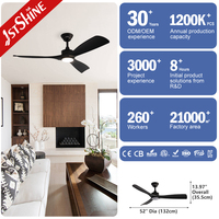 Ventilateur de plafond intelligent 1stshine avec lumière LED, compatible avec l'application Wifi et la commande vocale, télécommande intelligente, respectueux de l'environnement, qualité commerciale