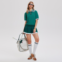Ensemble de vêtements de golf et de pickleball respirants pour femmes, séchage rapide, ensemble de polos de fitness pour la salle de sport, ensemble 2 en 1 avec mini-jupe de yoga et de tennis