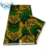 Kain Katun Wax Afrika Organik Combed Yarn Motif Gold Wax Print Gaya Ghana Glitter Ankara Batik Tenun untuk Pakaian/Garmen