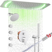 Promotion Système de Douche LED à Double Pommeau 26x16 Pouces, Pommeau de Douche Rectangulaire 6 Pouces, 4 Jets de Pulvérisation Corporelle, Robinet à Main