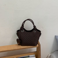 Sac fourre-tout tissé pour femme en cuir PU, sac à main tressé, sac à bandoulière, mini sacoche avec sangle amovible pour usage quotidien