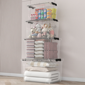 Boîte en plastique empilable pour jouets, mobilier en tissu de bébé, conteneurs transparents, caisse de <span class=keywords><strong>rangement</strong></span> Durable avec couvercle PP, vente en gros - Product Image 5