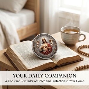 Monedas de recuerdo OEM: Moneda con diseño de la Sagrada Corazón de Jesús y esmalte rojo, moneda metálica con relieve de ángel para la fe y la <span class=keywords><strong>misericordia</strong></span>. - Product Image 5