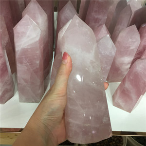 All'ingrosso per la casa decorativa naturale torre di cristallo di quarzo rosa intagliata a mano grande punto di cristallo altri mestieri di cristallo - Product Image 4