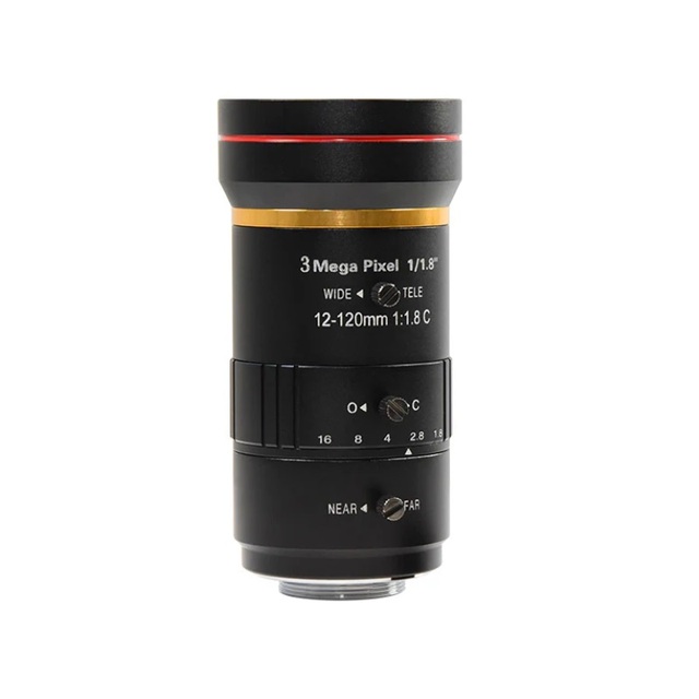 Industrial 3Megapixel 12-120mm Lens Varifocal CCTV Manual Iris F1.8 C Mount 1/1.8 Inch Low Distortion FA 3MP Zoom