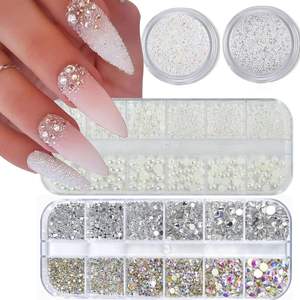 Pour <span class=keywords><strong>Amazon</strong></span> Best-seller 3D Micro Diamant Nail Art AB Boutique <span class=keywords><strong>Strass</strong></span> Acrylique Perles 4pcs Lâche pour Ongles Vêtements Bijoux - Product Image 6