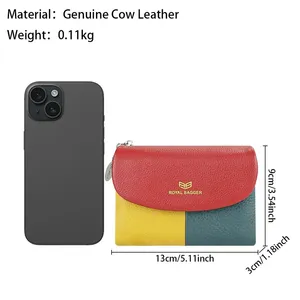 Cartera Corta para Mujer con Bloqueo RFID, de Cuero Genuino, con Múltiples Ranuras para Tarjetas, Tarjetero, Monedero Triple, Apertura Magnética RB2053 - Product Image 3