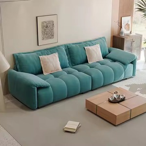 2025 usine prix de gros tissu canapé technologie flanelle pin bois intérieur minimaliste canapé canapé avec bras encastré oreiller dos - Product Image 3