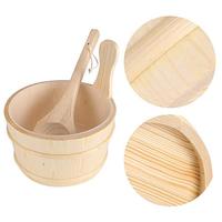 Set Aksesori spesial Natal untuk Sauna kering/ruang uap termasuk sendok barel kayu jam termometer kaca Lamp-5PCS