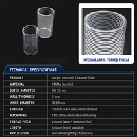 Tube transparent en plastique extrudé sur mesure OD28*2MM avec usinage par tournage pour la décoration d'éclairage de lampe de table