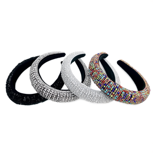 Diadema de espuma con diamantes de imitación Angelina, accesorios para el cabello para mujer, negro, plateado, multicolor, elegante, uso diario, alta calidad, 12 unidades - Product Image 1