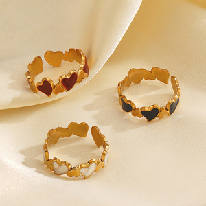 Caiooche Bán Buôn Phụ Nữ Của Thời Trang Retro Vòng Trái Tim 18K Mạ Vàng Tình Yêu Mở Vòng Thép Không Gỉ Trang Sức Cho Đám Cưới - Product Image 4