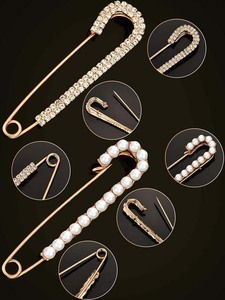 Broches pour femmes en alliage <span class=keywords><strong>de</strong></span> zinc plaqué, avec cristaux, strass et perles d'imitation, pour pulls, châles, clips décoratifs, accessoires vestimentaires - Product Image 6