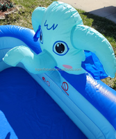 2-in-1 Elefanten-Wasserspritzbecken Aufblasbarer Familien-Swimmingpool für Kinder zum Spielen und Bällebaden