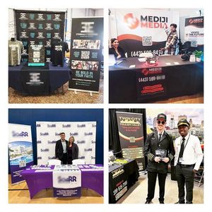 Portable Aluminum Frame Backdrop Banner Easy Advertising Transport for Events Trade Shows-Includes Carrying Case Step <b>Repeat</b> - Product Image 2