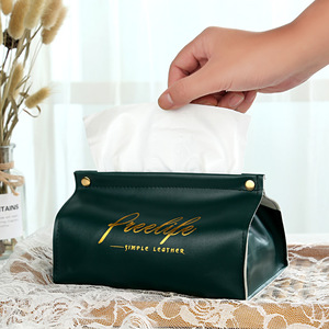 Freelife Leather Tissue Box Green Gold Logo Car Home Desk Storage Box Nordic Style - Product Image 3