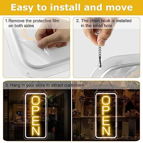 22.8"x 11.8" Ultra Bright 12V Neon Open Sign for Business, LED Open Neon Sign, Electric Light up Signs for Stores, Restaurants · image 5