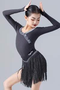 Vestido <span class=keywords><strong>de</strong></span> <span class=keywords><strong>Baile</strong></span> Latino Vennystyle Otoño/Invierno para Niñas, Conjunto <span class=keywords><strong>de</strong></span> Entrenamiento con Manga Larga, Cuello en V, Falda Tassar, Vestido para <span class=keywords><strong>Clases</strong></span> y Presentaciones - Product Image 5