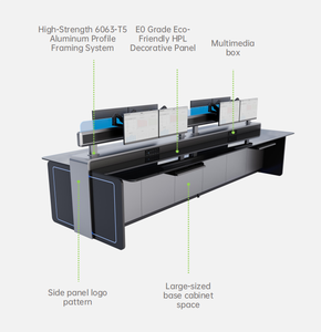 Kesino Smart Sit/Stand Console per sala di controllo | Scrivania modulare in alluminio regolabile in altezza a parete per comando moderno - Product Image 3
