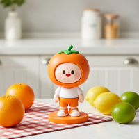 Figurines en vinyle PVC personnalisées en forme de fruit orange de dessin animé, jouets décoratifs imprimés en 3D créatifs
