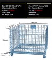 Caisse en acier empilable industrielle robuste, bac en métal pliable, cage de stockage pour entrepôt, conteneur de stockage en acier galvanisé